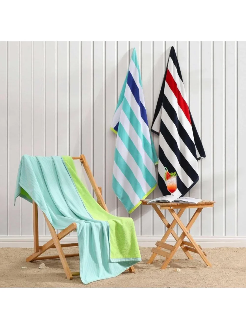 Oversized Cotton Velour Beach Towel Set - 2 Pack, Perfect for Summer Fun!